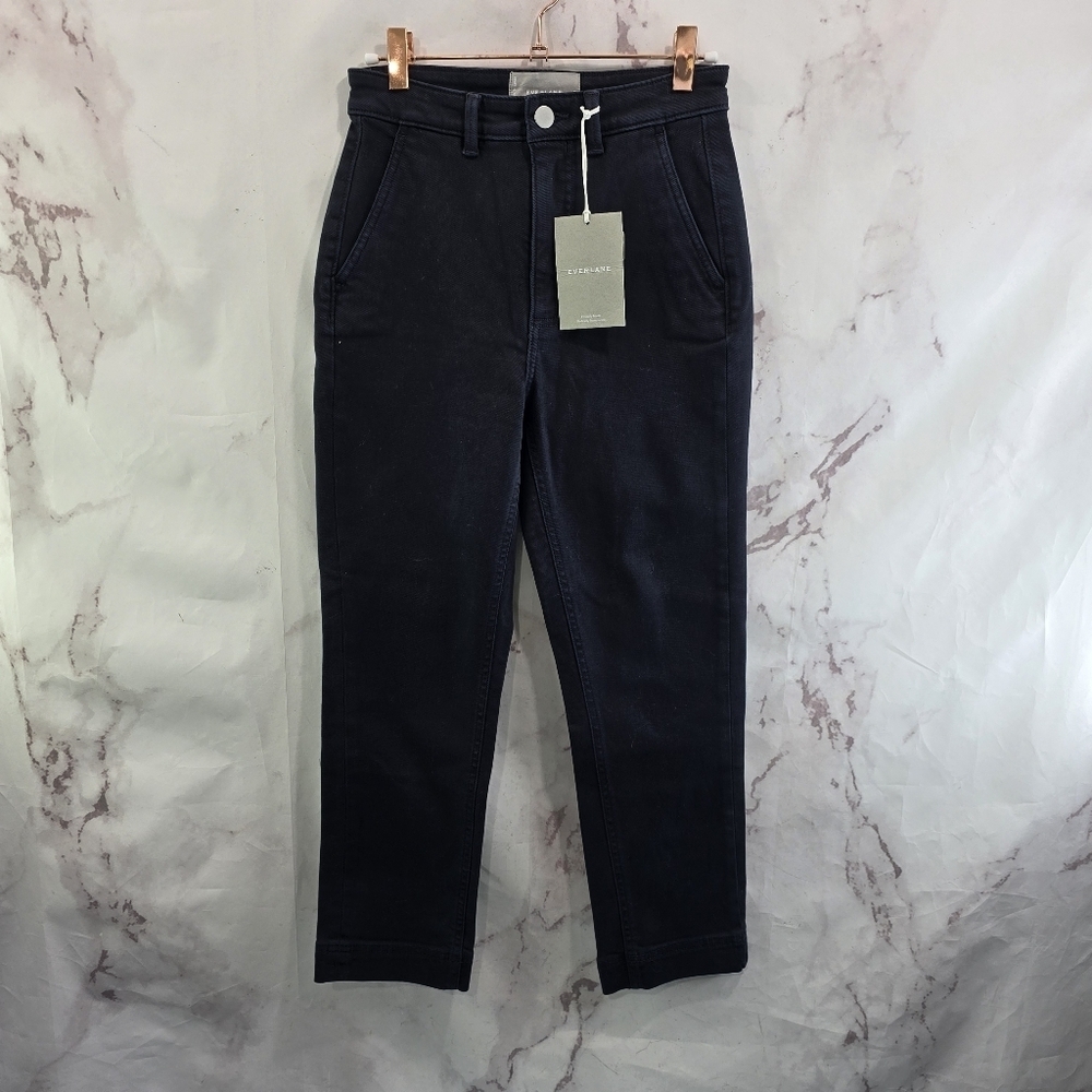Everlane Pant The Slim Leg Crop Navy Blue High Rise Stretch Ankle NEW
